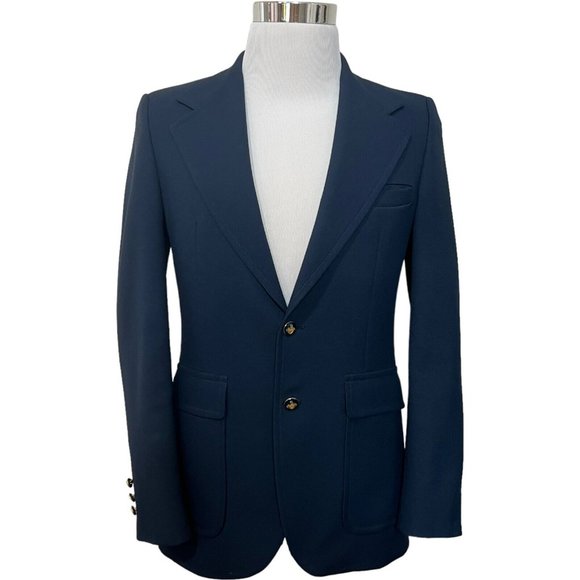 The Knack Other - Vintage 70s Blazer Suit Jacket The Knack Sport Coat Blue Vtg Midcentury Mens 38R